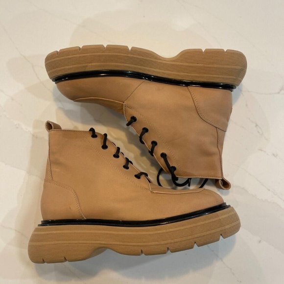 New Free People Mara Lace Up Platform Boots in Taupe Brown size US 9 / EUR 39 - Picture 5 of 9